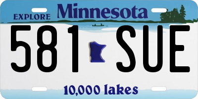 MN license plate 581SUE