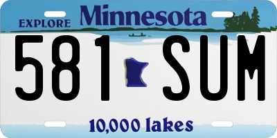 MN license plate 581SUM