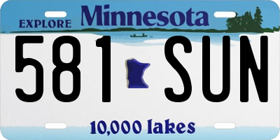 MN license plate 581SUN