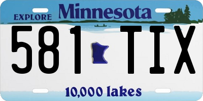 MN license plate 581TIX