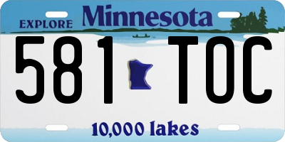 MN license plate 581TOC