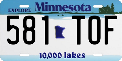MN license plate 581TOF