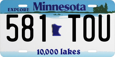 MN license plate 581TOU