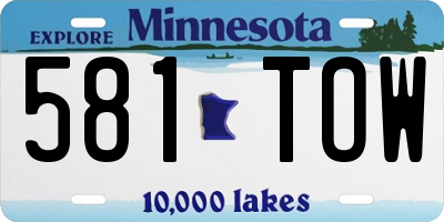 MN license plate 581TOW
