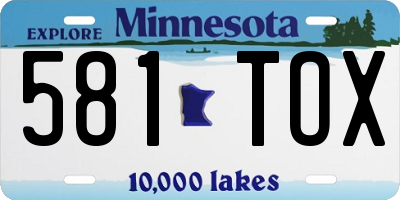 MN license plate 581TOX