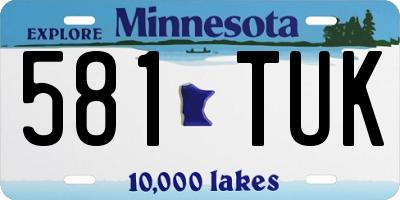 MN license plate 581TUK