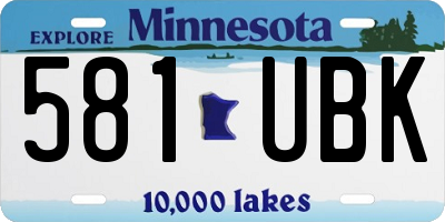 MN license plate 581UBK