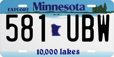 MN license plate 581UBW