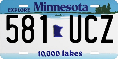 MN license plate 581UCZ