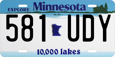 MN license plate 581UDY
