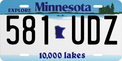 MN license plate 581UDZ