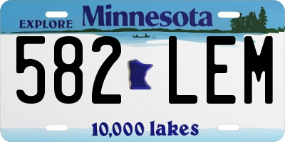 MN license plate 582LEM