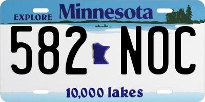 MN license plate 582NOC