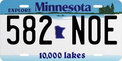 MN license plate 582NOE