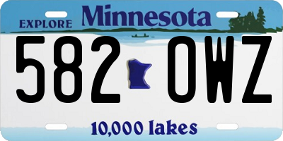 MN license plate 582OWZ