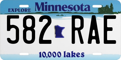 MN license plate 582RAE