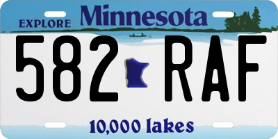 MN license plate 582RAF