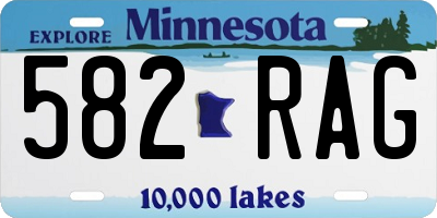 MN license plate 582RAG