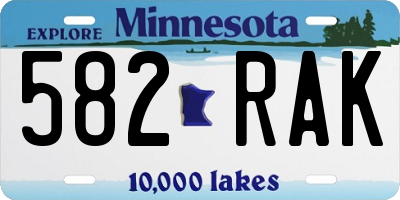 MN license plate 582RAK