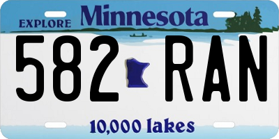 MN license plate 582RAN