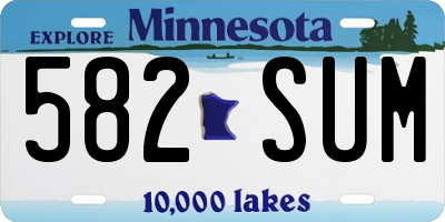 MN license plate 582SUM