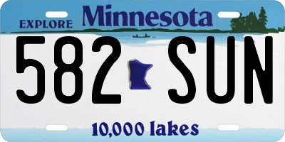 MN license plate 582SUN