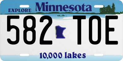 MN license plate 582TOE