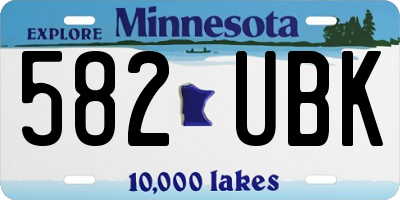 MN license plate 582UBK