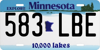 MN license plate 583LBE
