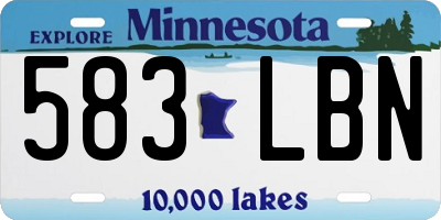 MN license plate 583LBN