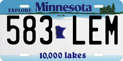 MN license plate 583LEM