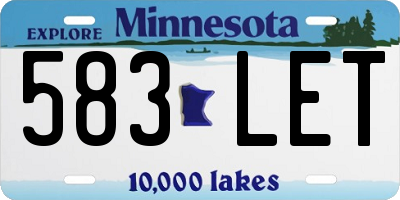 MN license plate 583LET