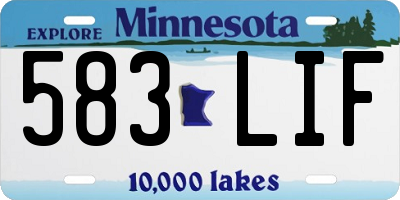 MN license plate 583LIF