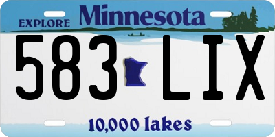 MN license plate 583LIX