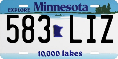 MN license plate 583LIZ