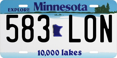 MN license plate 583LON