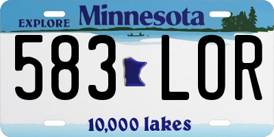 MN license plate 583LOR