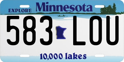 MN license plate 583LOU