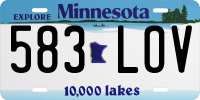 MN license plate 583LOV