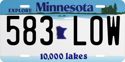 MN license plate 583LOW