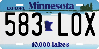 MN license plate 583LOX