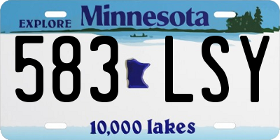 MN license plate 583LSY