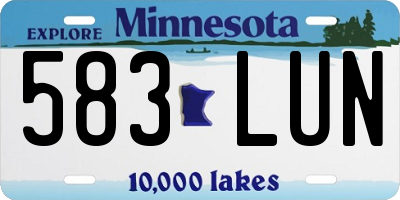 MN license plate 583LUN