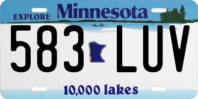 MN license plate 583LUV