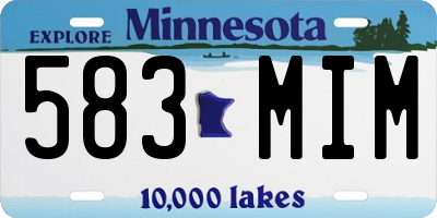 MN license plate 583MIM