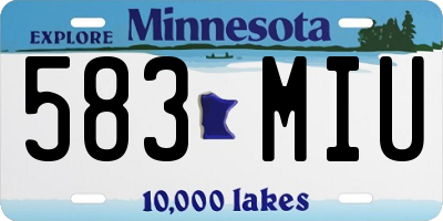MN license plate 583MIU