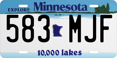 MN license plate 583MJF