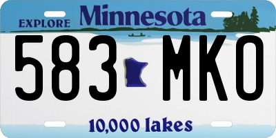 MN license plate 583MKO