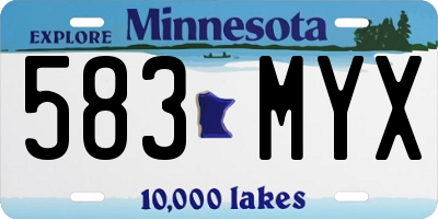 MN license plate 583MYX