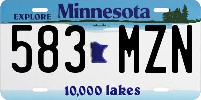 MN license plate 583MZN